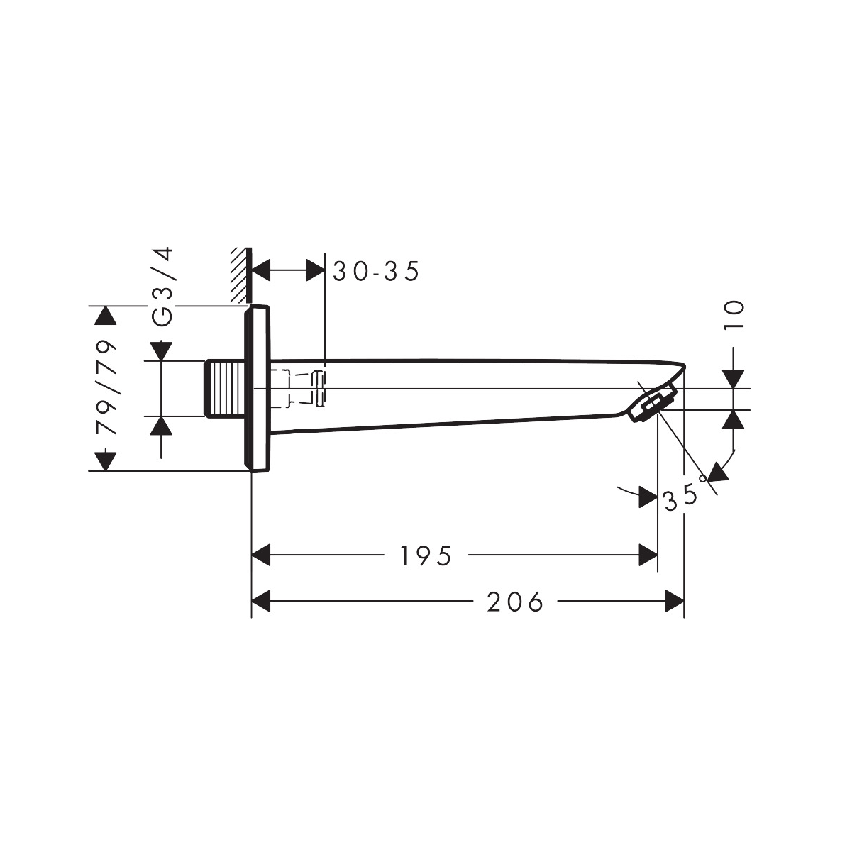 Hansgrohe Logis 200 Matt Black izliv zidni 71410670