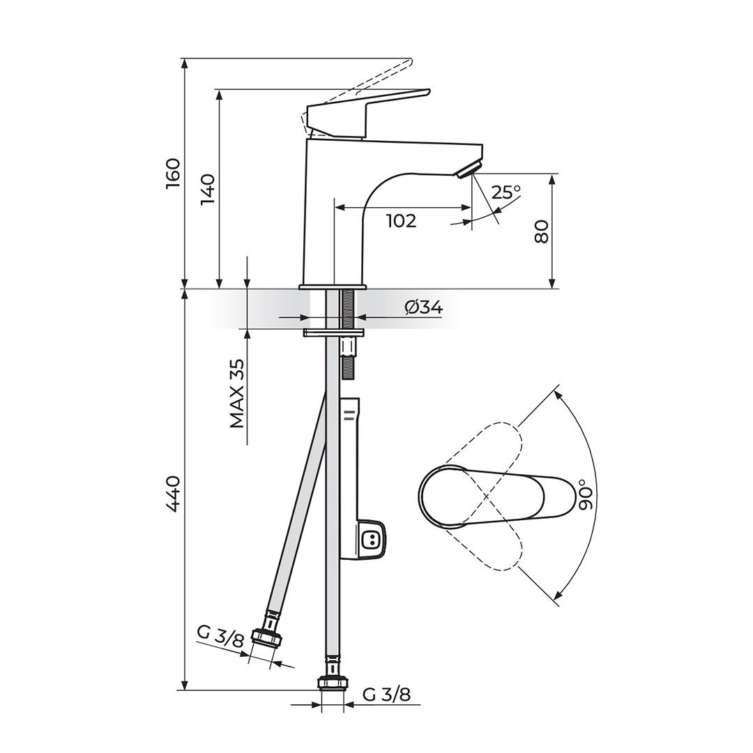 Rosan Smart 80 Chrome baterija (slavina) za umivaonik JA303001