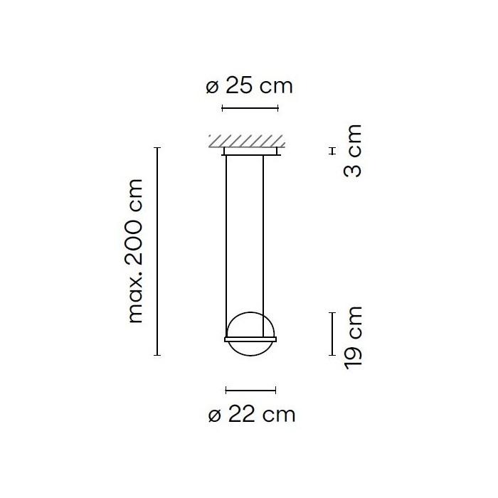 Vibia Palma 220 Graphite lampa visilica sa 1 loptom i aktivacijom na dugme 2xLED 4,6W 372018/1B