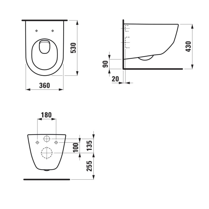 Laufen Pro White WC šolja konzolna 36x53x34 8.2095.6.000.000.1
