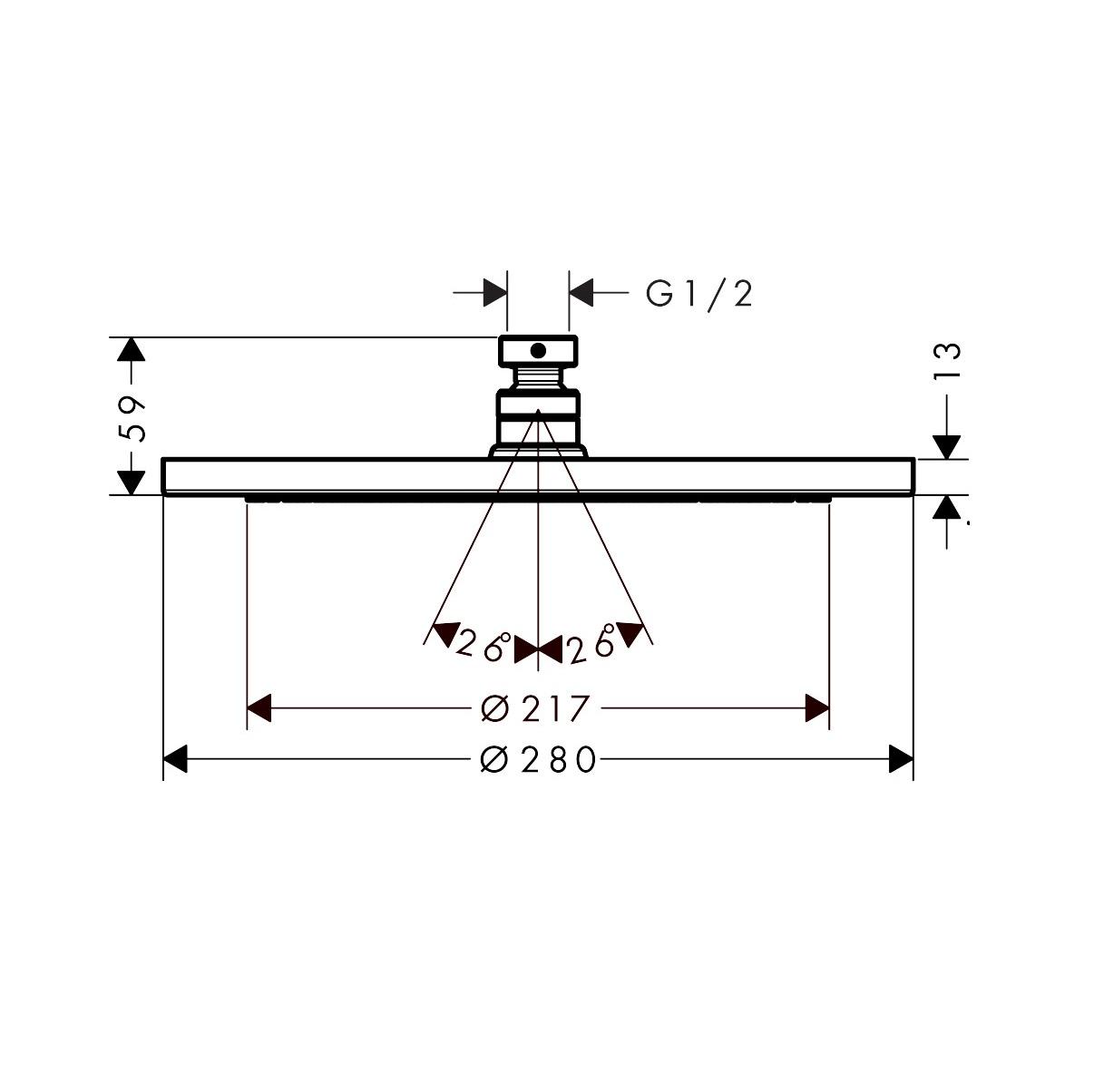 Hansgrohe Croma 280 Chrome nadglavni tuš sa 1 mlaza 26220000