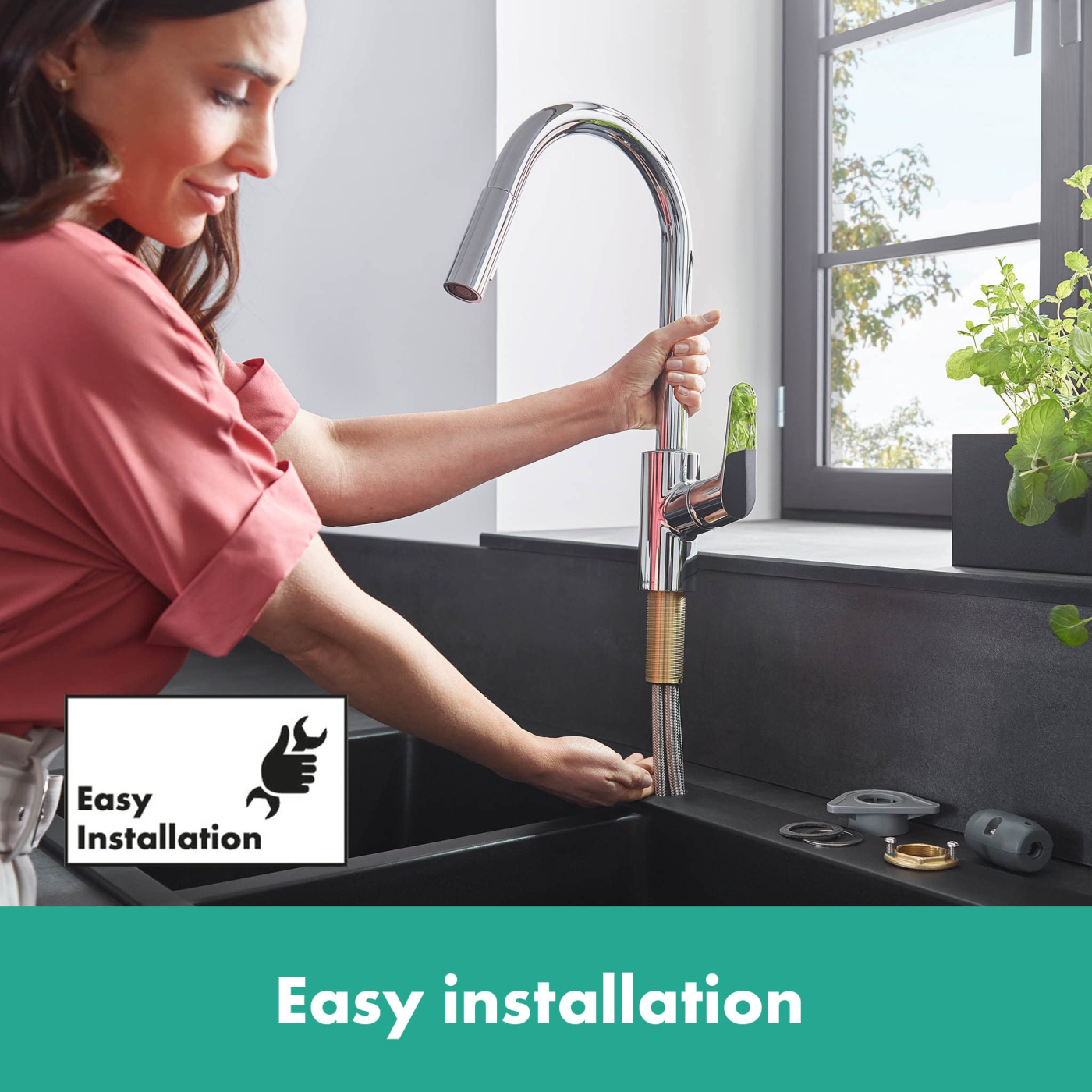 Hansgrohe Focus M41 240 Matt Black baterija (slavina) za sudoperu sa izvlačećim tušem sa 2 mlaza 31815670