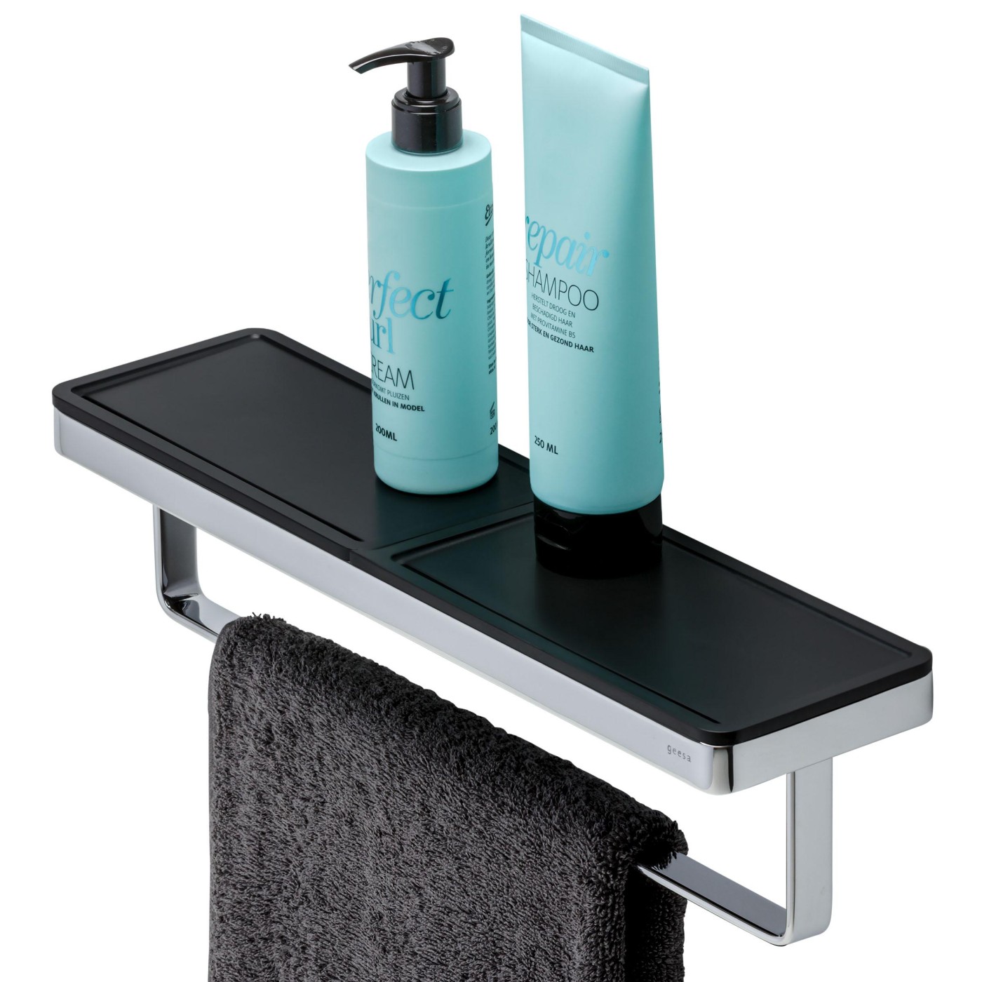 Geesa Frame 420 Black/Chrome držač peškira  sa policom 918853-02-06-420