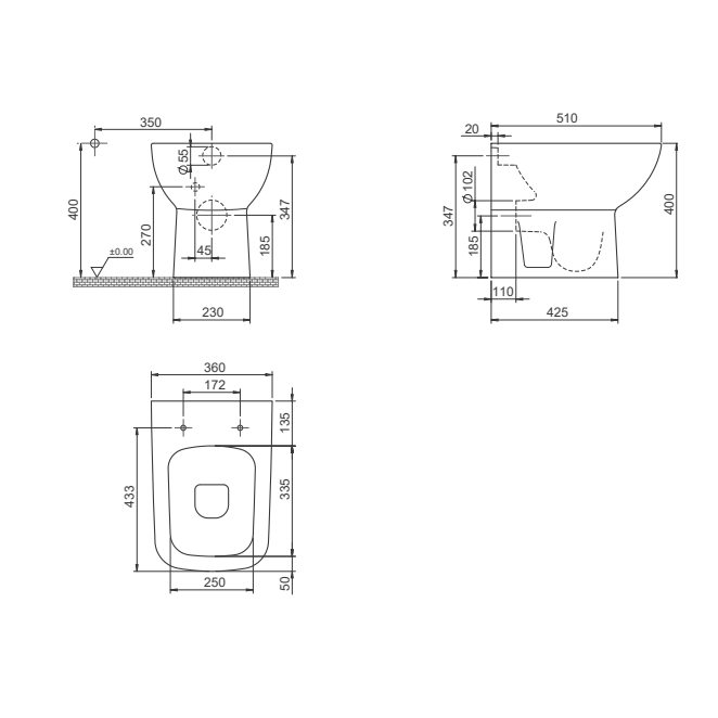 Turkuaz CeraStyle Duru White BTW WC šolja podna 36x51x40 28900W