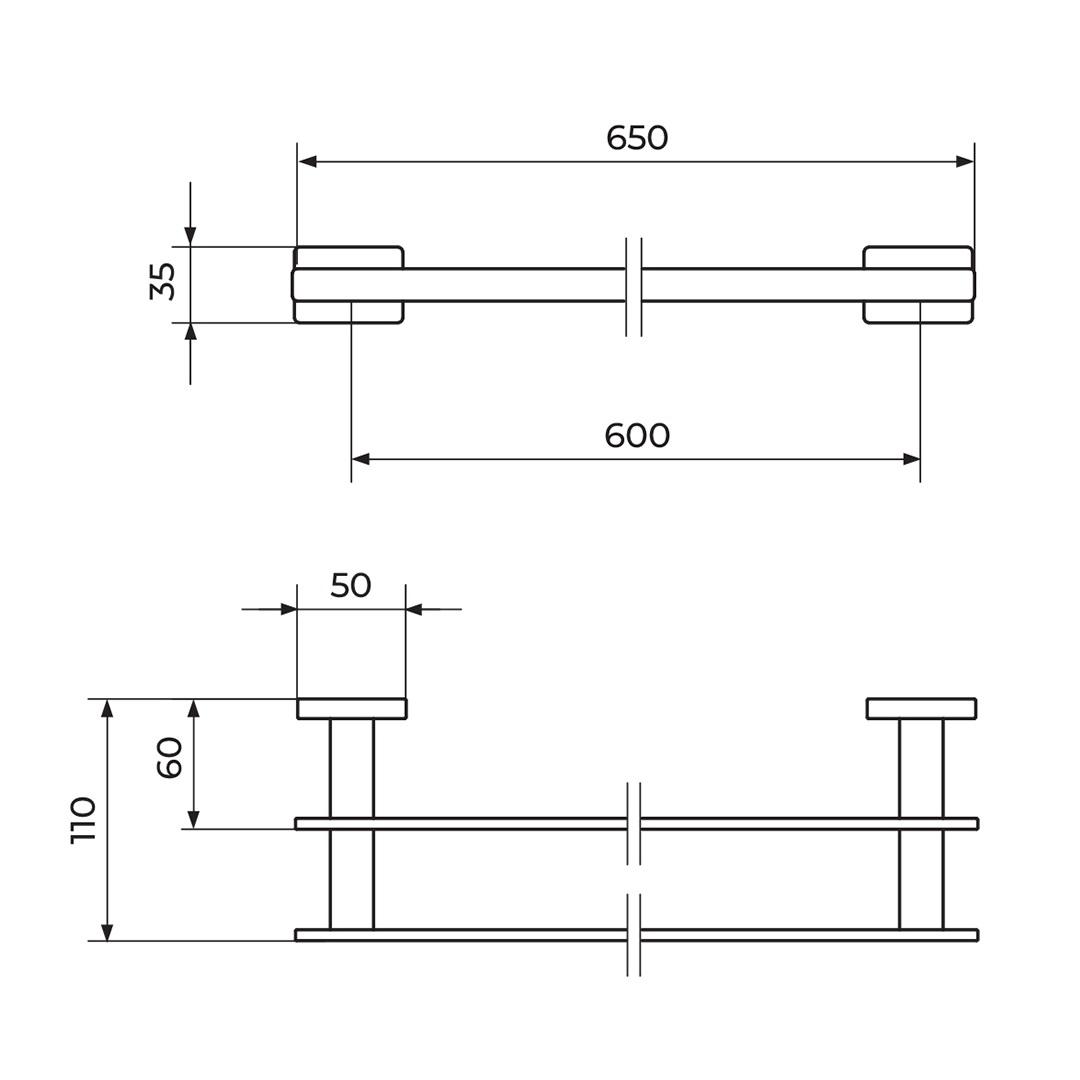 Rosan Quadro 600 Chrome držač peškira dupli JQ902