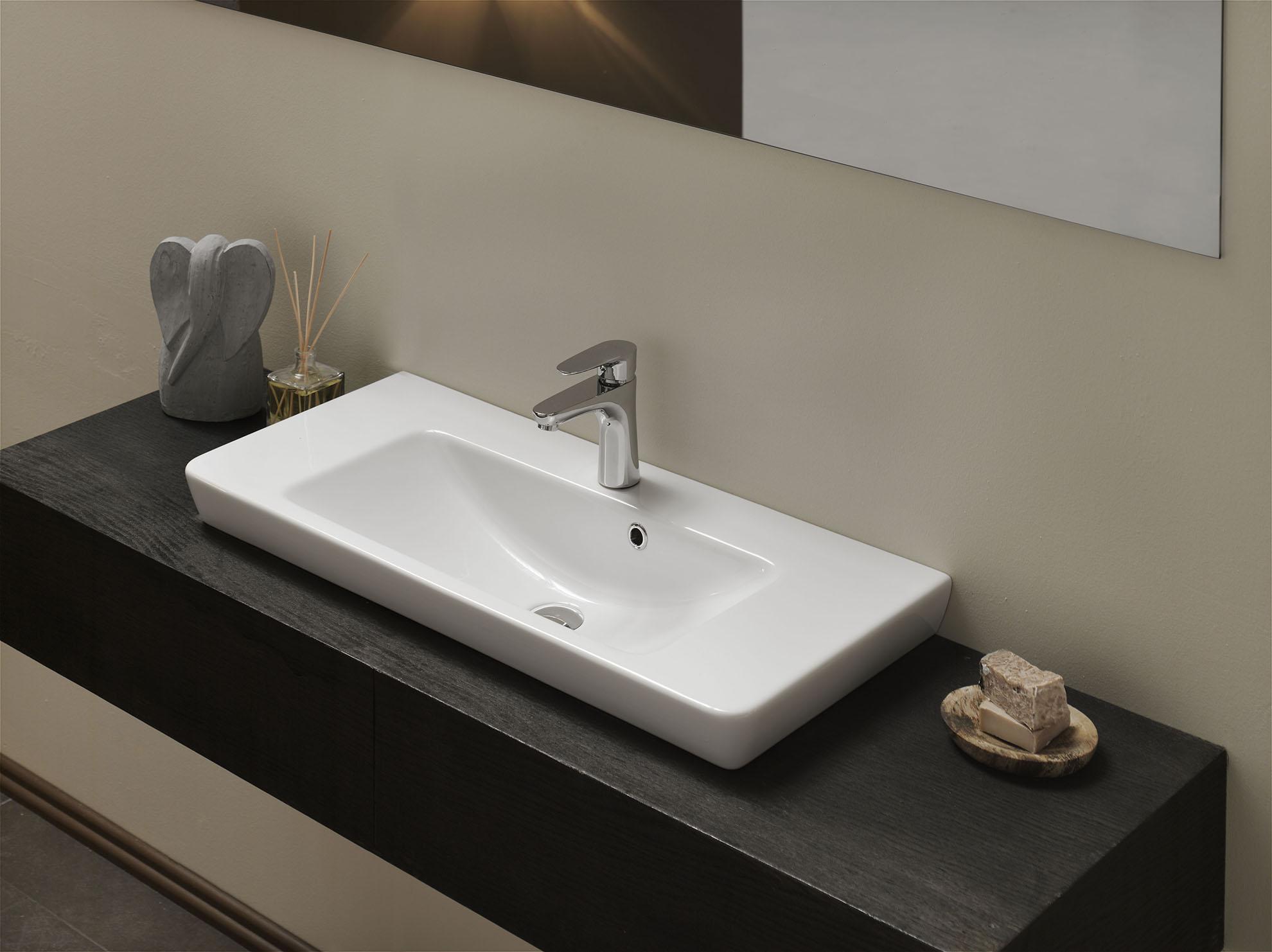 Turkuaz CeraStyle Porto White umivaonik (lavabo) 55,5x38x7 konzolni sa rupom za bateriju i prelivom 68000U