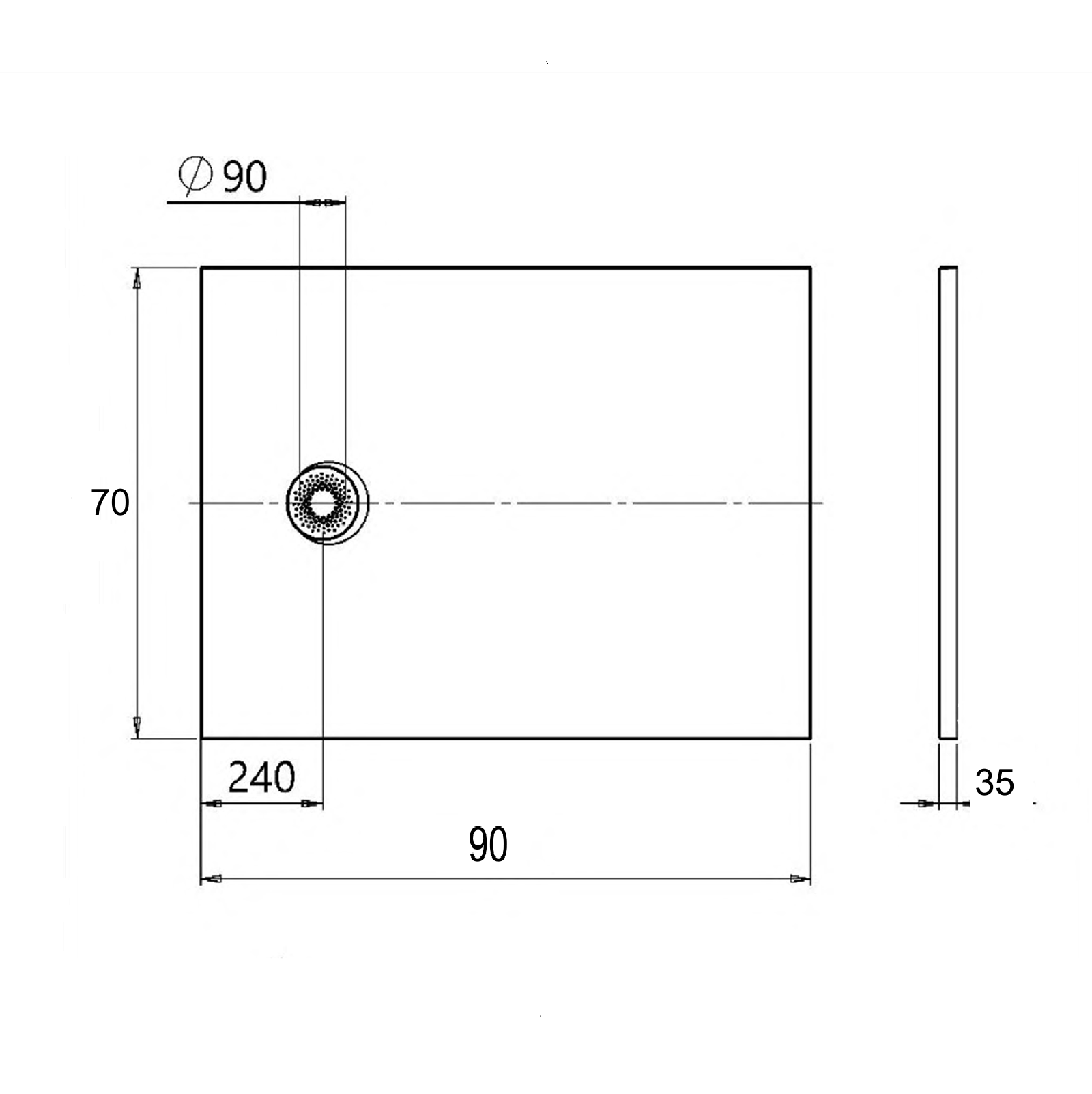 Kolpa San Hopp White tuš kada 70x90 ugradna ili nadgradna visine 35mm sa poklopcem sifona 545000