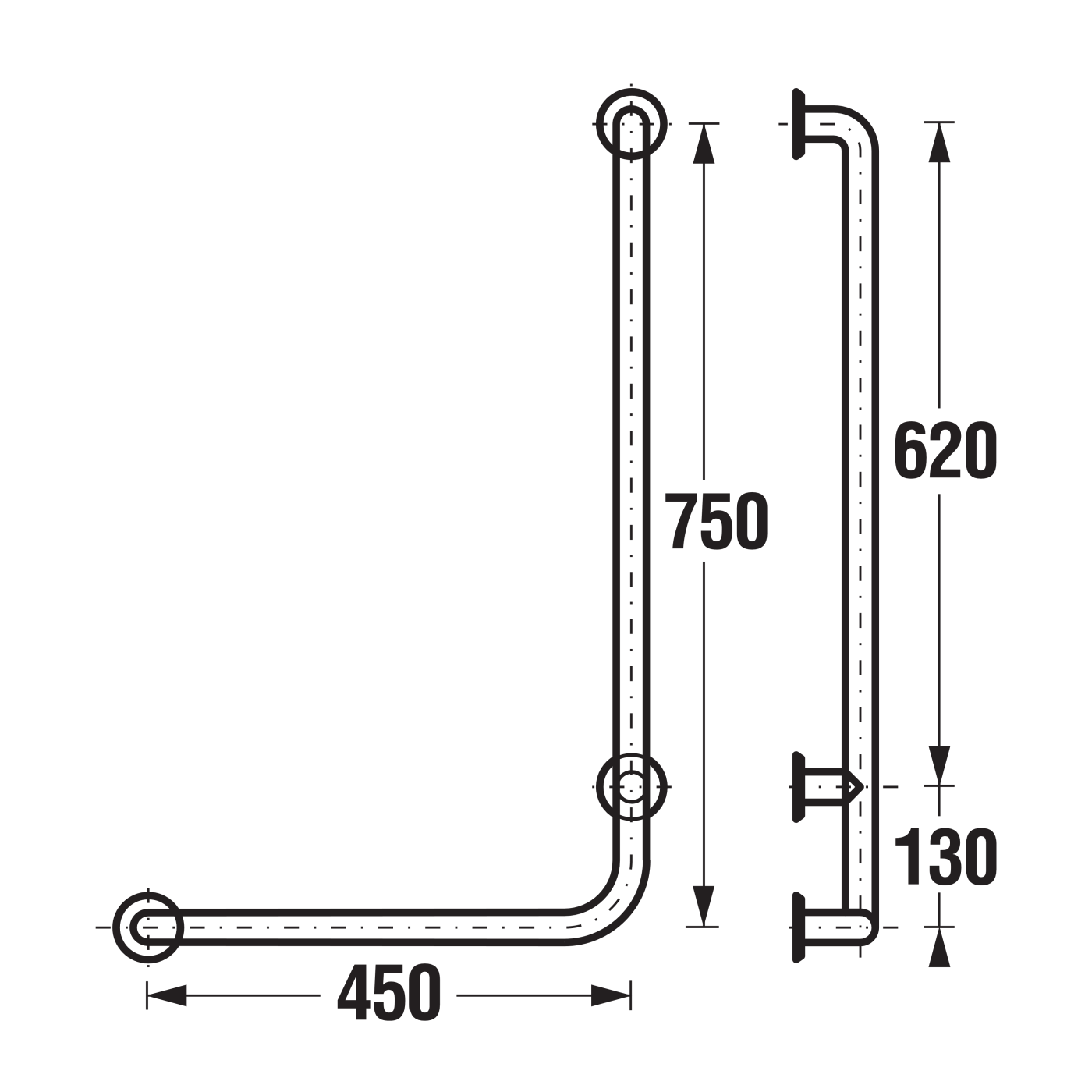 Jika Universum Chrome rukohvat za osobe sa invaliditetom levi 3.8971.2.003.000.1