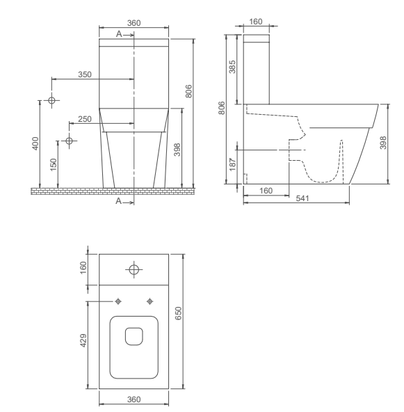 Turkuaz CeraStyle Mona White monoblok sa univerzalnim odvodom (simplon/baltik) 36x65x80,6 sa ispiračem 8000