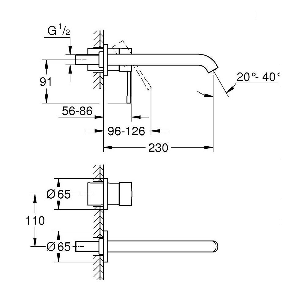 Grohe Essence 230 Chrome uzidna baterija (slavina) za umivaonik 29193001