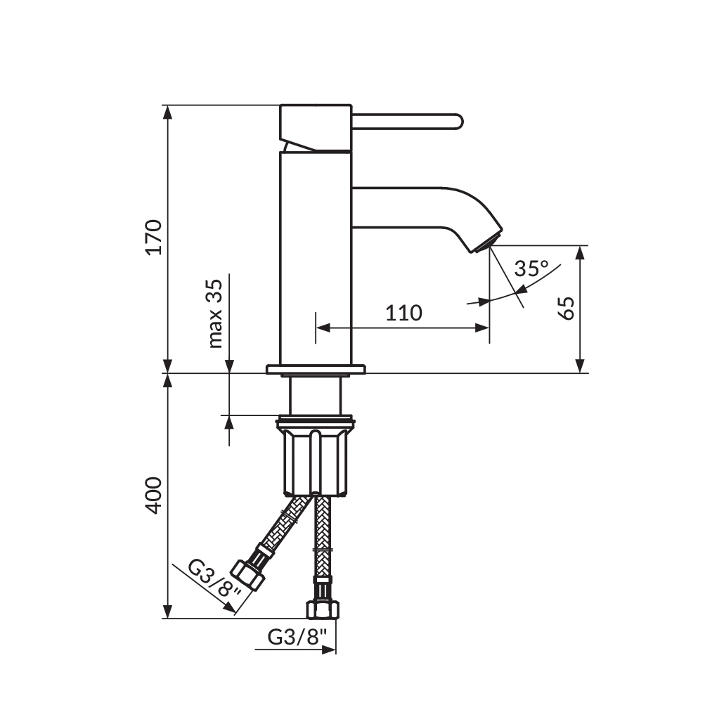 Rosan Dark 65 Matt Black baterija (slavina) za umivaonik JD30101