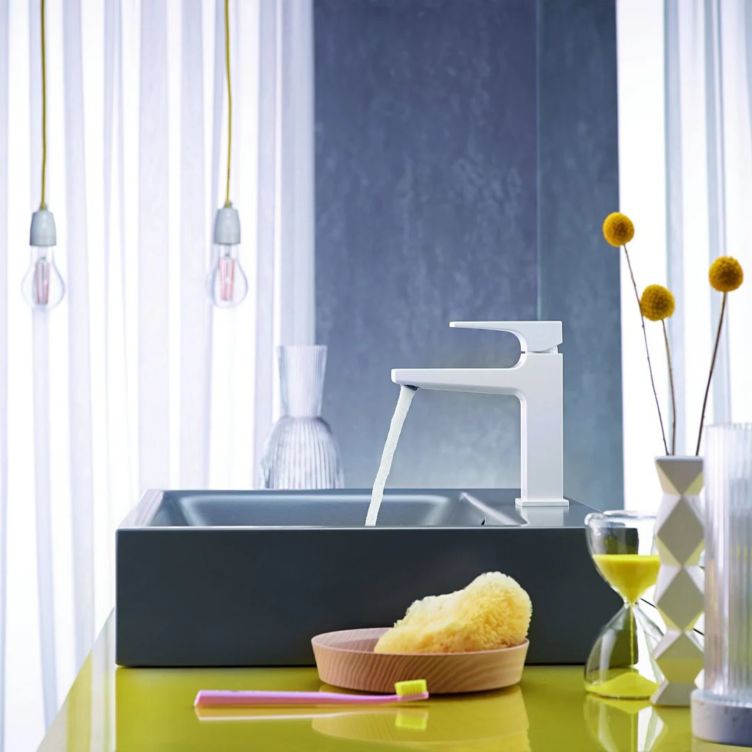 Hansgrohe Metropol 100 Matt White Air Power EcoSmart baterija (slavina) za umivaonik sa odlivnim ventilom sifona push-open metalnim 32500700