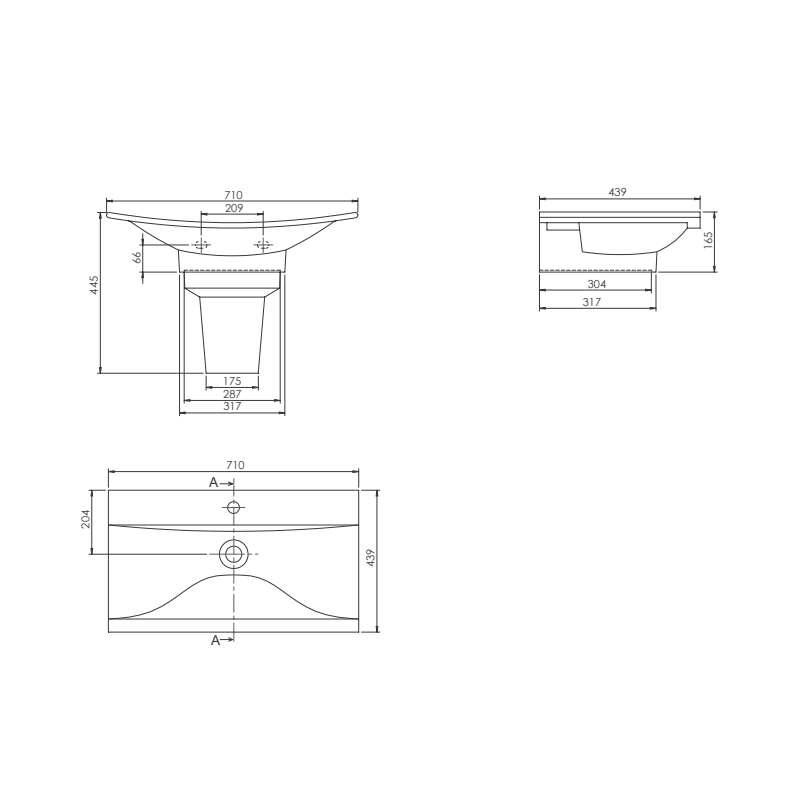 Turkuaz CeraStyle Bella White umivaonik (lavabo) 71x43,9x16,5 konzolni i nadgradni sa rupom za bateriju i prelivom 74600U