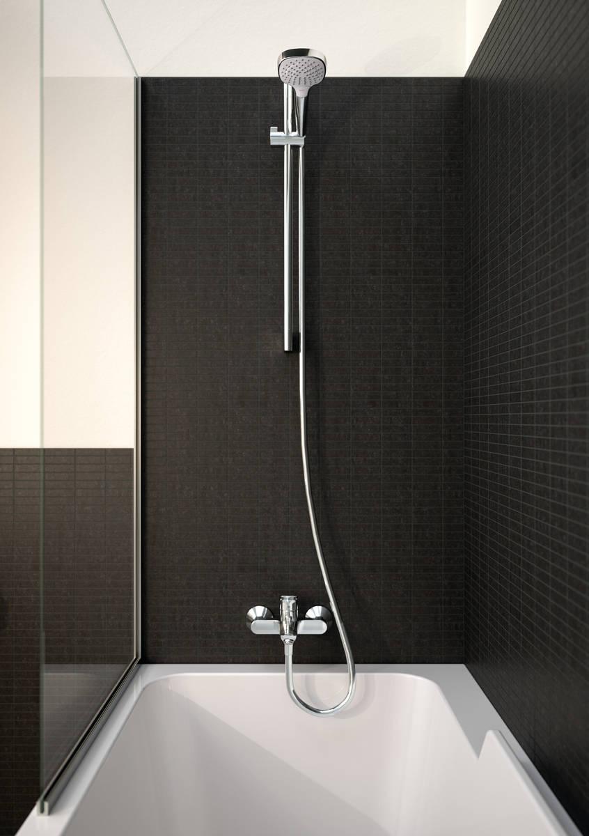 Hansgrohe Croma Select E 110 White/Chrome tuš set: ručni tuš sa 3 mlaza, Isiflex 1600 crevo za tuš i usponka šipka 669 sa kliznim držačem 26582400