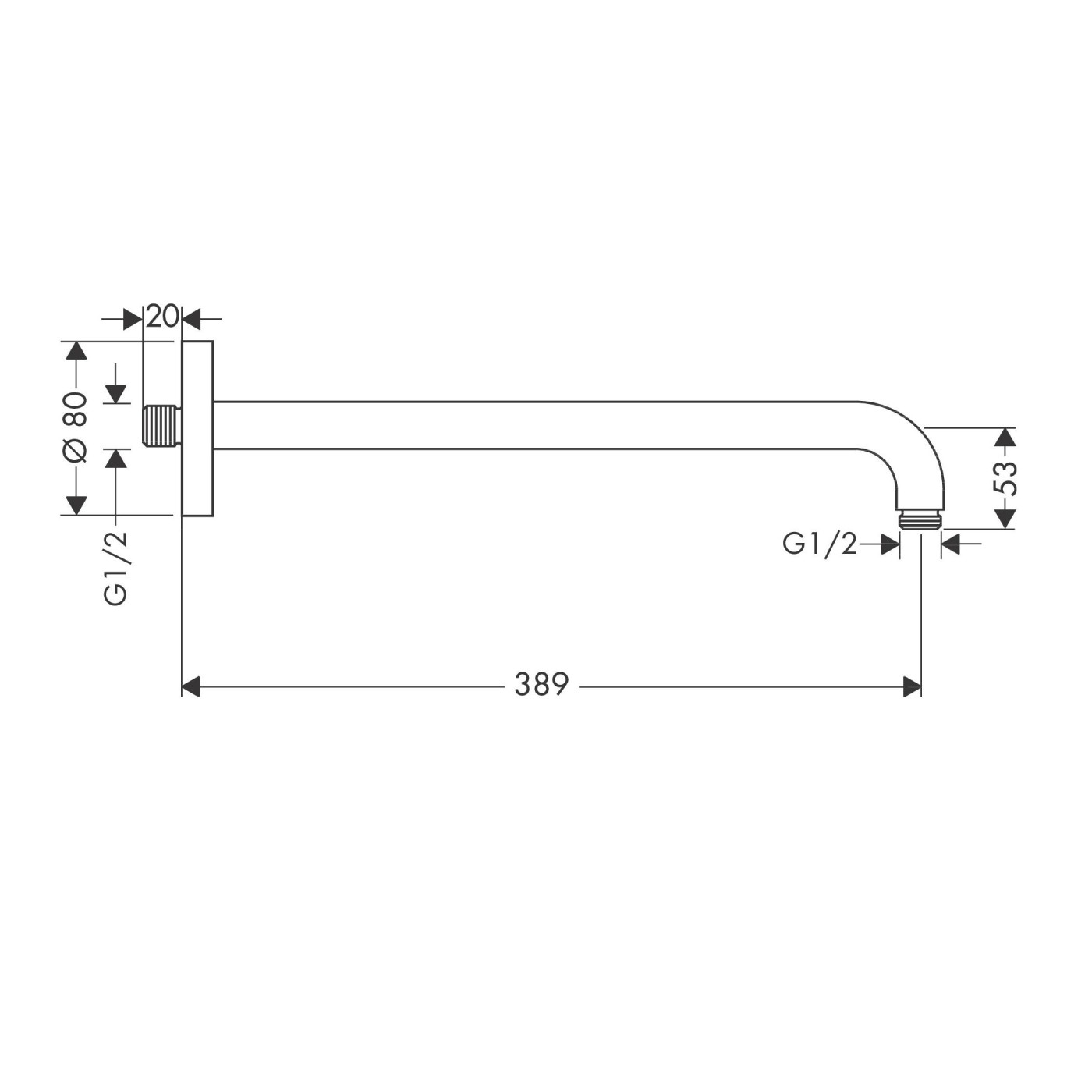 Hansgrohe 389 Chrome držač nadglavnog tuša 27413000