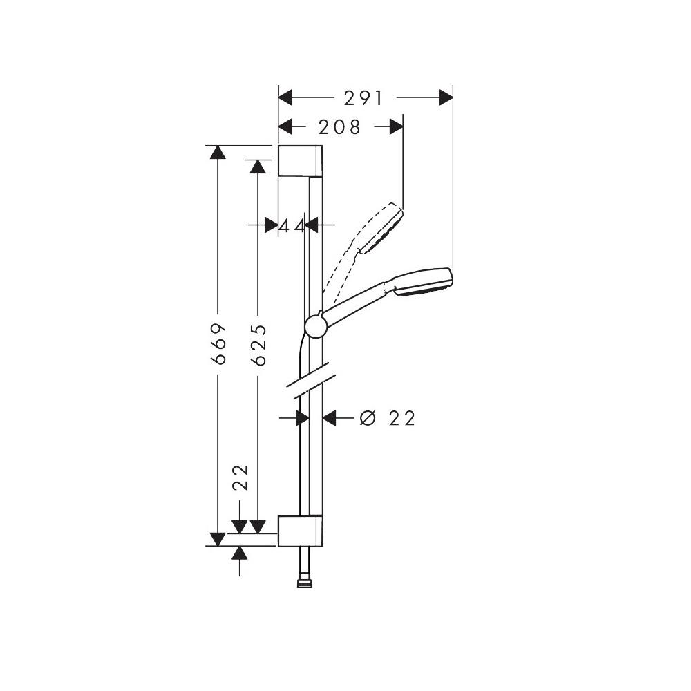 Hansgrohe Crometta 100 650 White/Chrome tuš set: ručni tuš sa 1 mlazom, Metaflex'C 1600 crevo za tuš i usponska šipka sa kliznim držačem 26652400