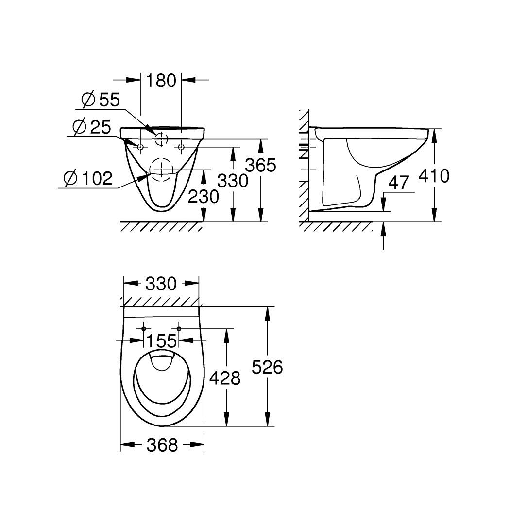 Grohe Bau Ceramic Alpine White Rimless WC šolja konzolna 39491000