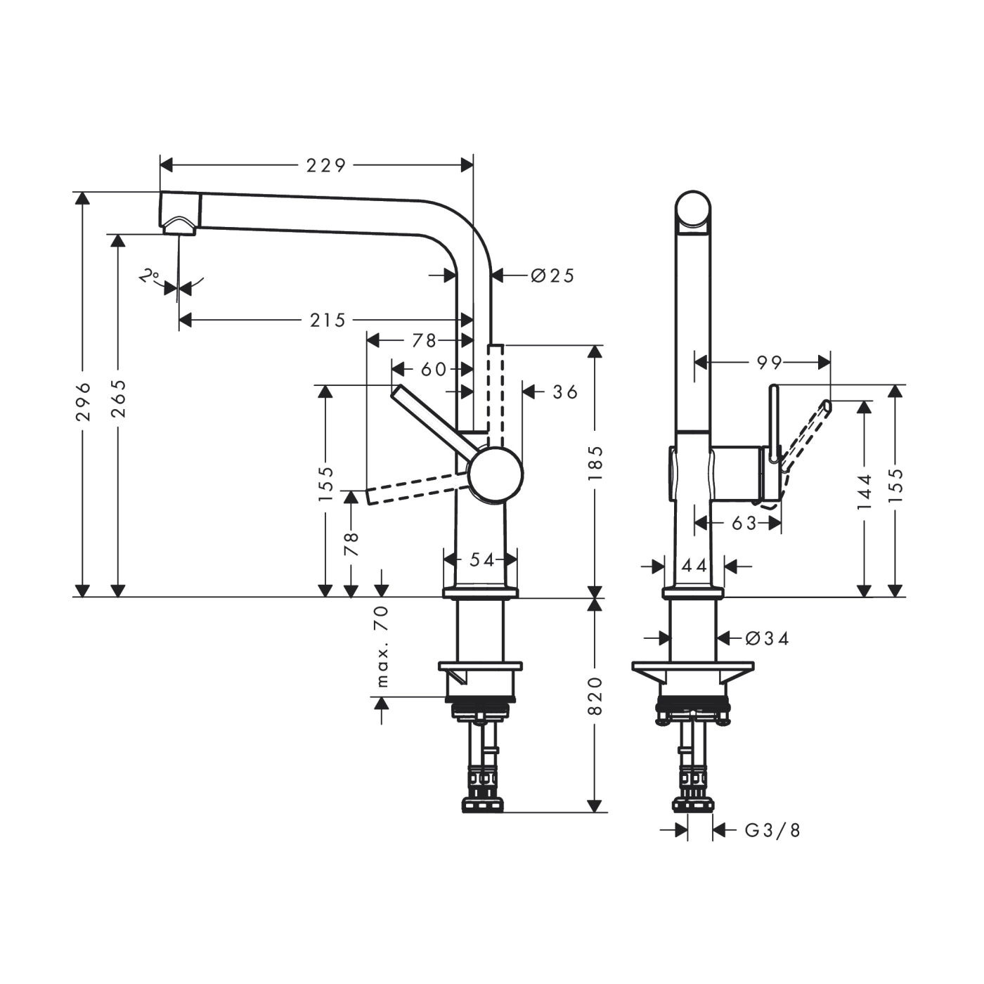 Hansgrohe Talis M54 270 Chrome baterija (slavina) za sudoperu 72840000