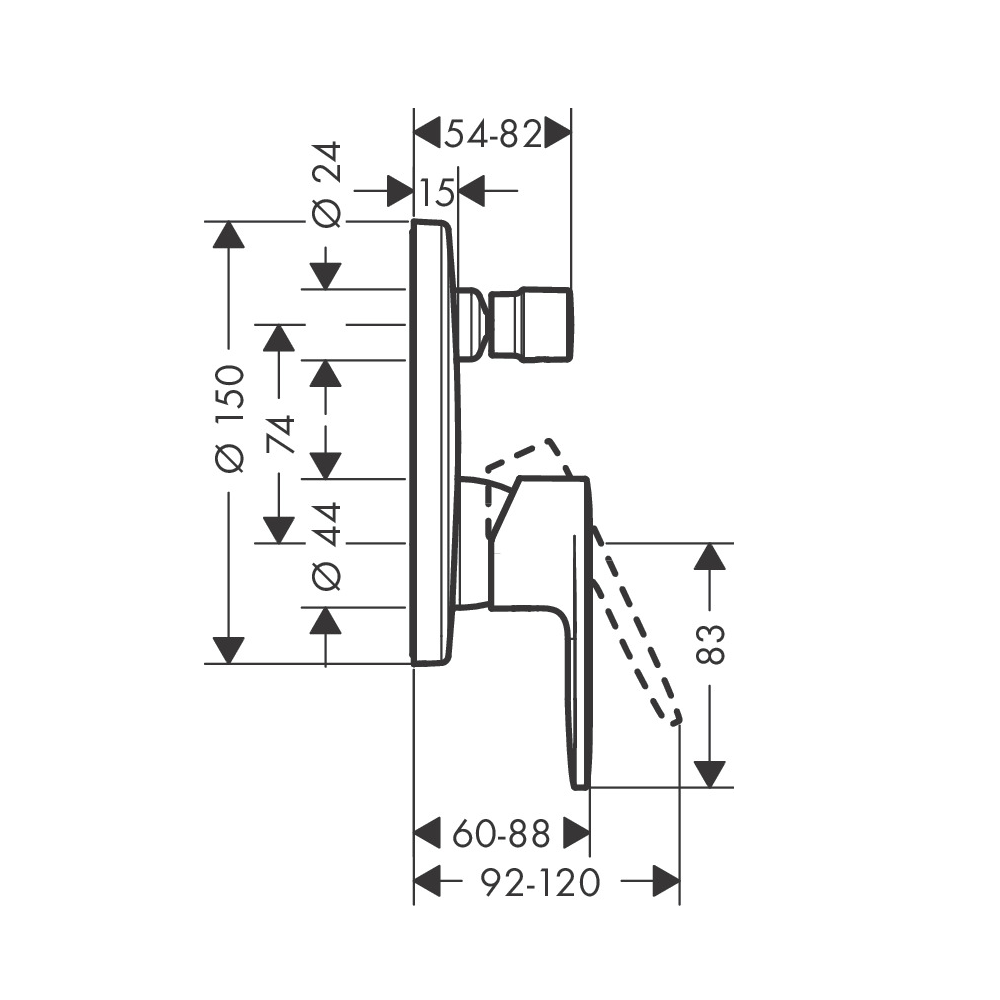 Hansgrohe Vernis Blend Matt Black mešač sa prebacivačem okrugli 71466670