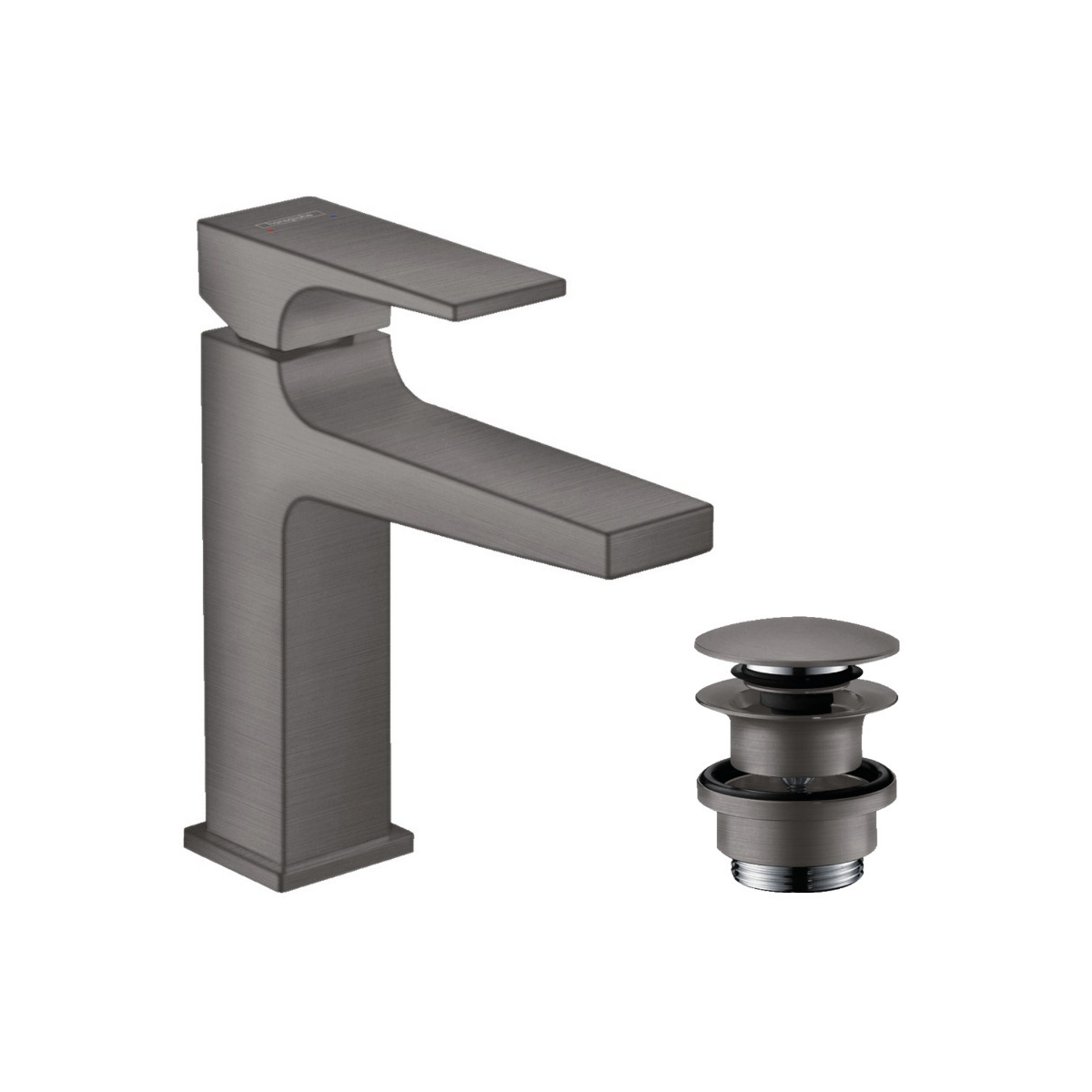 Hansgrohe Metropol 110 Brushed Black Chrome Air Power EcoSmart baterija (slavina) za umivaonik sa odlivnim ventilom sifona push-open metalnim 32507340