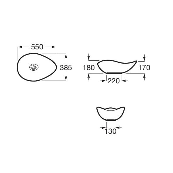 Roca Ruy Ohtake Matt White Fineceramic® umivaonik (lavabo) 55x38x18 nadgradni ovalni asimetrični sa poklopcem za odliv A327A13620
