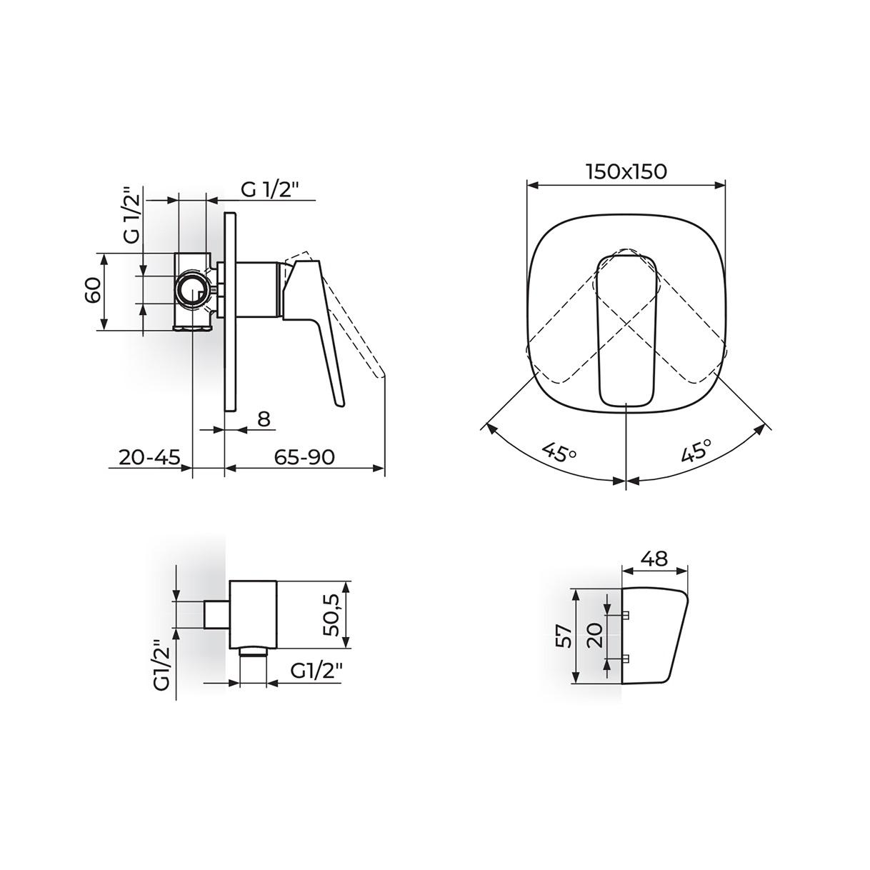 Rosan Stolz Chrome mešač, priključak za crevo ručnog tuša i ručni tuš set 131105