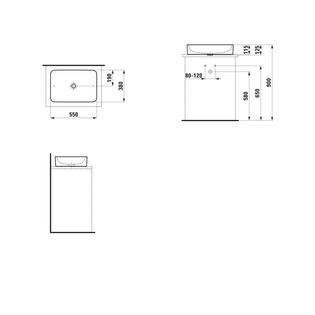 Laufen Pro White umivaonik(lavabo) 55x38x13 nadgradni pravougaoni 8.1296.5.000.112.1