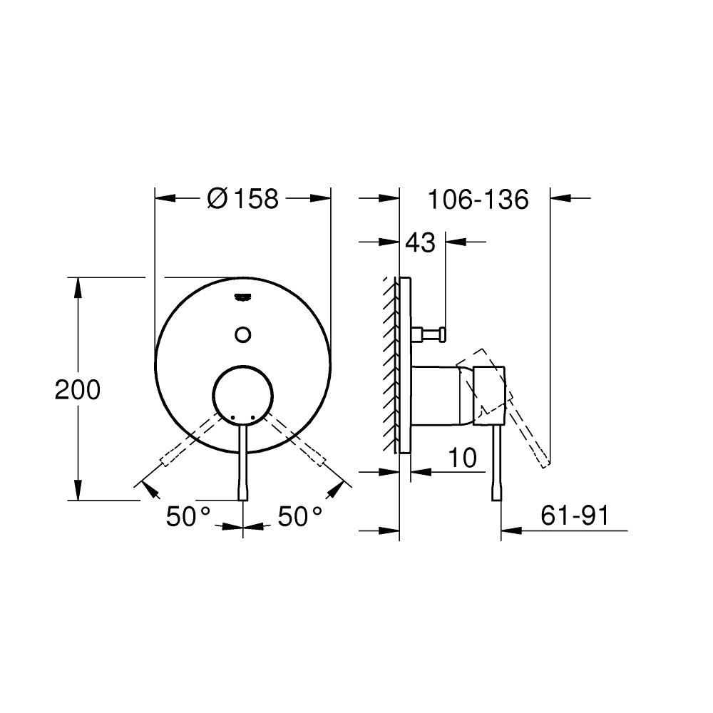 Grohe Essence Brushed Cool Sunrise mešač sa prebacivačem sa dve funkcije okrugli 24167GN1