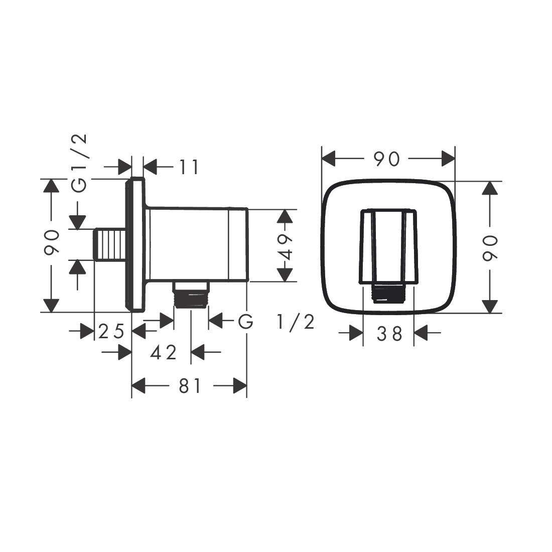 Hansgrohe FixFit Q Softsquare Matt White priključak za crevo ručnog tuša sa držačem za ručni tuš sa nepovratnim ventilom 26887700