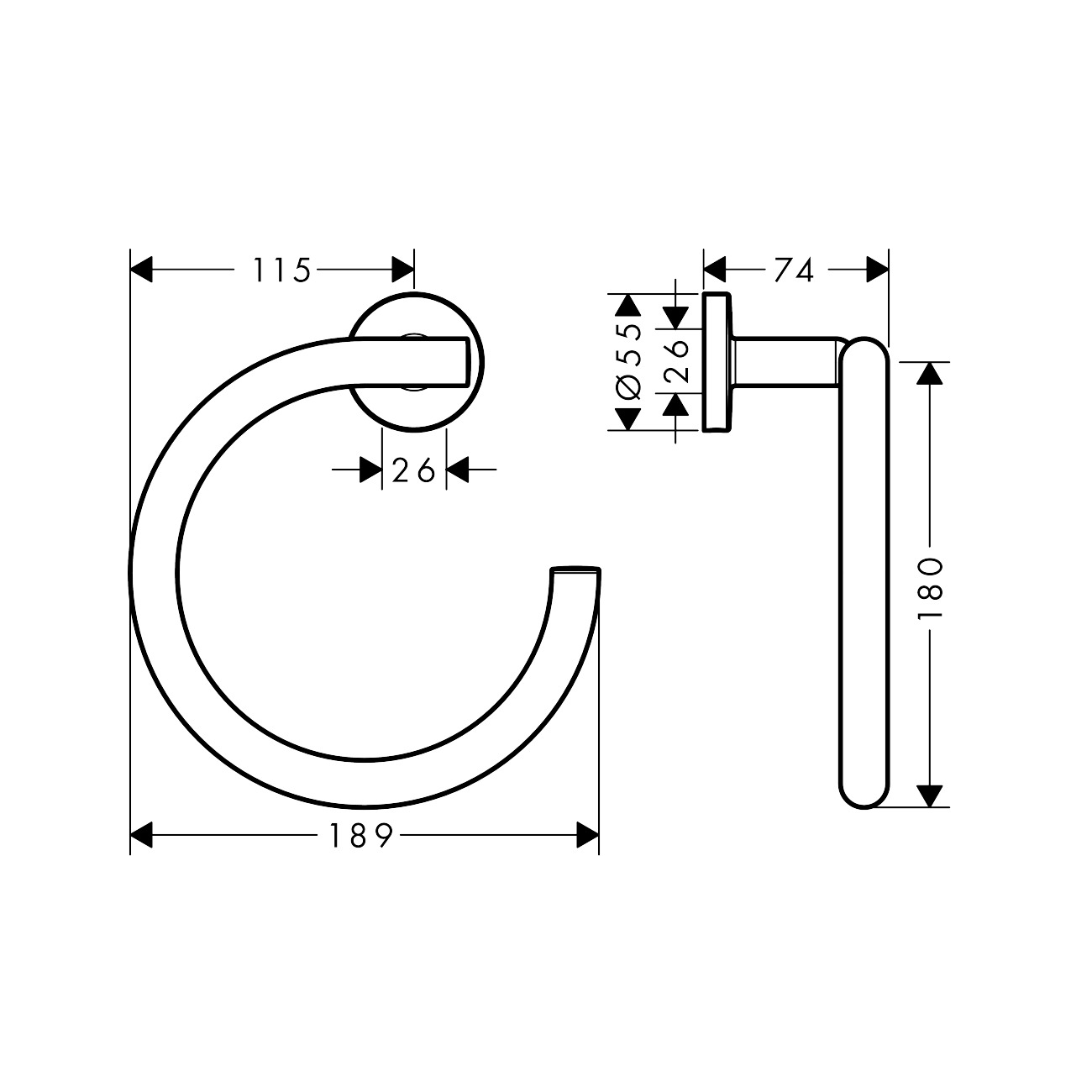 Hansgrohe Logis Universal Chrome držač peškira prsten 41724000