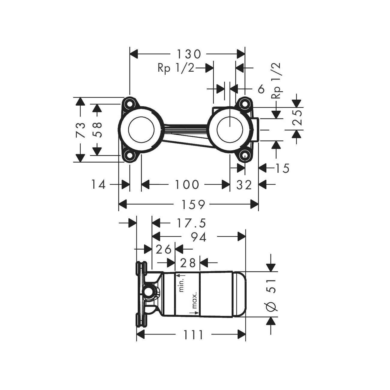 Hansgrohe univerzalna ugradna jedinica za uzidne baterije za umivaonik 13622180