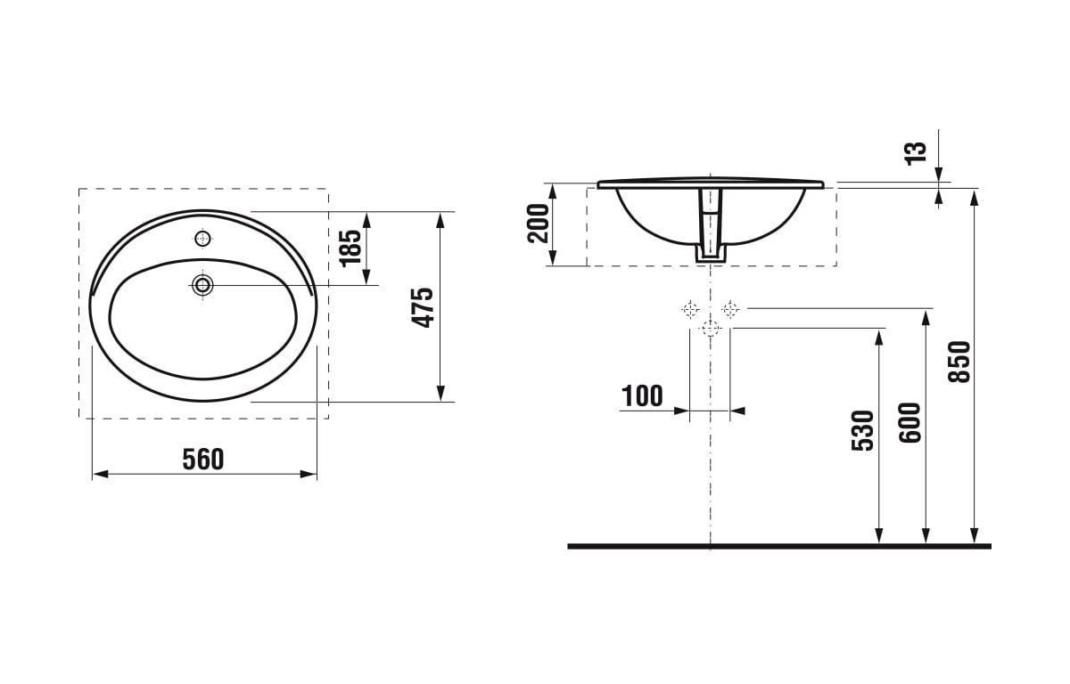 Jika Ibon White umivaonik (lavabo) 56x47,5x20 ugradni ovalni sa rupom za bateriju 8.1301.1.000.104.1