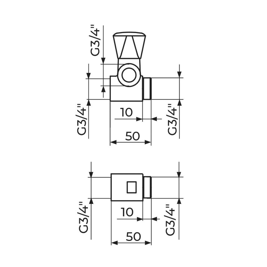 Rosan Sanitary Klasik Chrome priključno-prolazni ventil 3/4