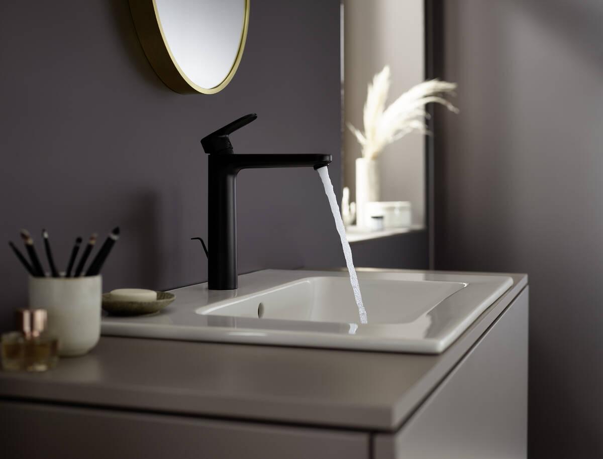 Hansgrohe Vernis Blend 190 Matt Black baterija (slavina) za umivaonik sa odlivnim ventilom sifona pop-up 71552670