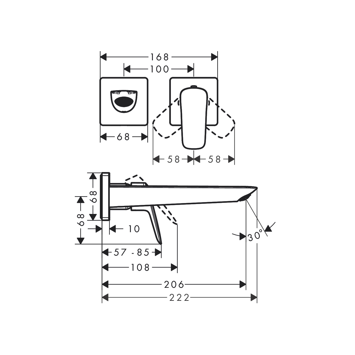 Hansgrohe Logis Fine 205 Matt Black uzidna baterija (slavina) za umivaonik sa odlivnim ventilom sifona nezatvorivim 71256670