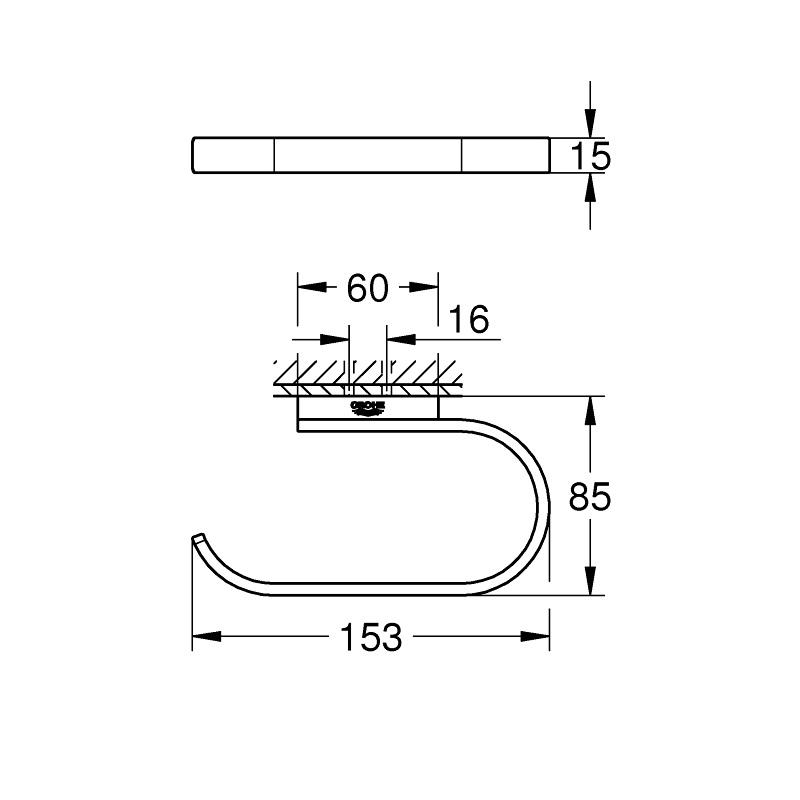Grohe Selection 150/85 Brushed Hard Graphite držač rolne toalet papira zidni 41068AL0