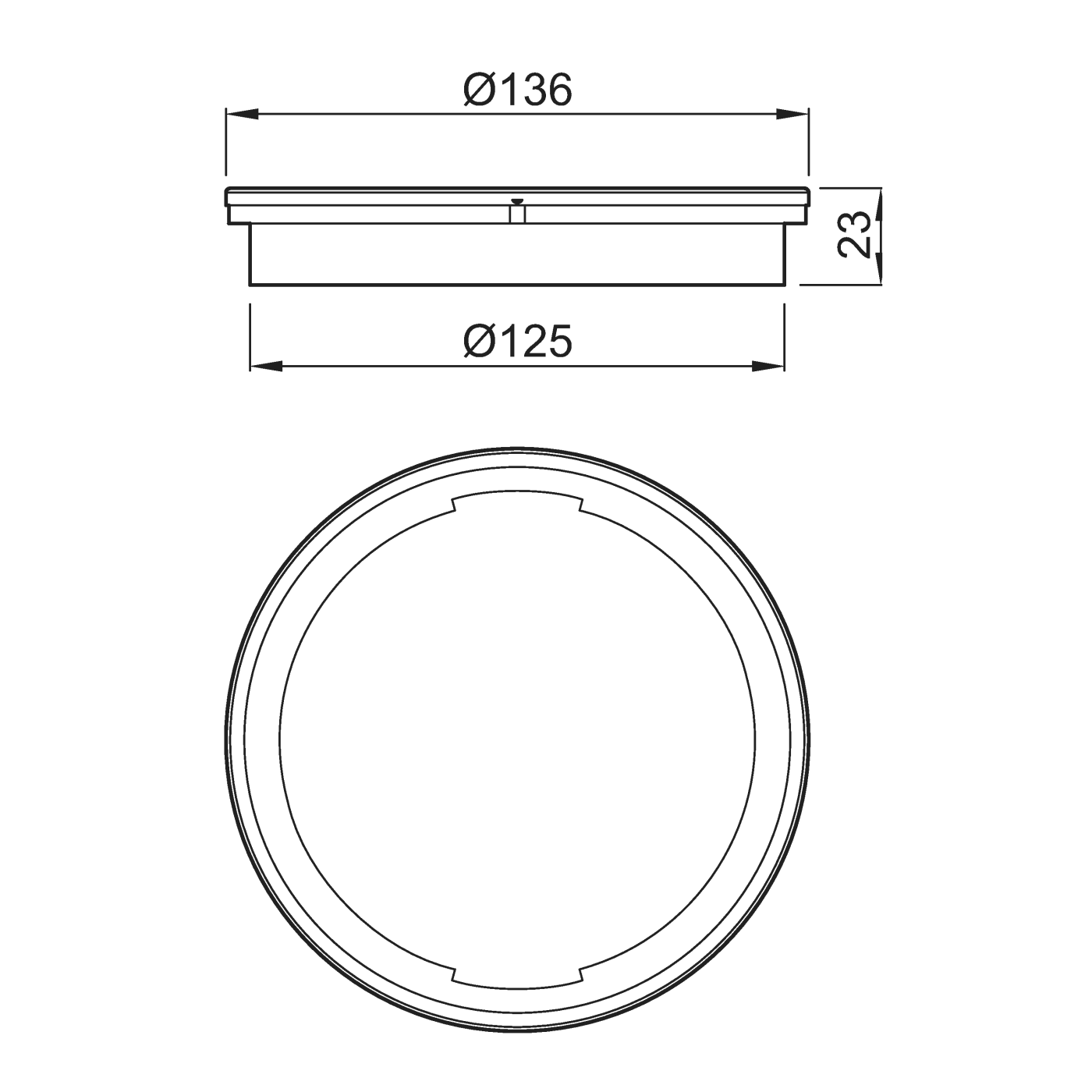 Aco MG Drain 136x136 Chrome okrugli gornji deo podnog slivnika sa ramom za EasyFlow<sup>®</sup> Design pokrivne perforirane rešetke dimenzije 126x126 620476