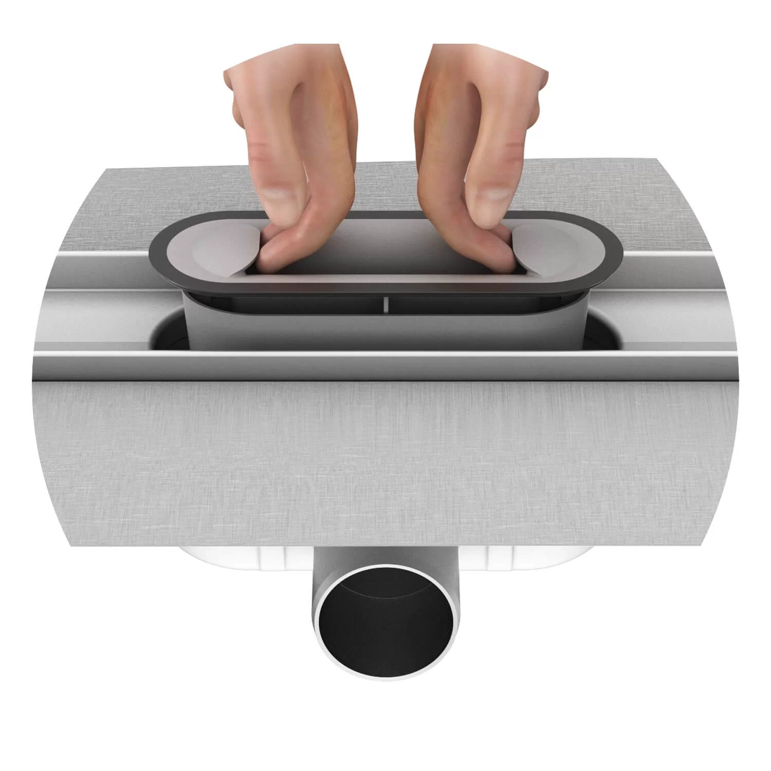 Aco ShowerDrain<sup>®</sup> C 685 Black Solid/Massiv telo kanala sa visinom ugradnje 74mm i pokrivnom rešetkom od nerđajućeg čelika 9010.91.08