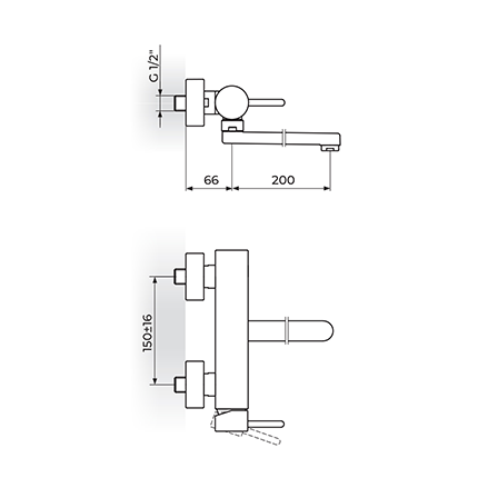 Rosan Dark 266 Matt Black baterija (slavina) za umivaonik/sudoperu zidna JD32120
