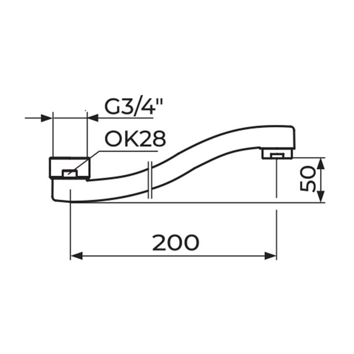 Rosan S 200 Chrome izliv ovalan za slavinu (lula) sa Neoperl HC perlatorom PIS200SPI