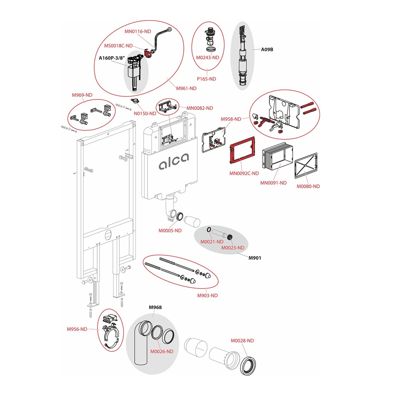 Alca Drain Sádromodul AM1101/1200 Slim ugradni vodokotlić za konzolnu WC šolju sa setom za kačenje za oblaganje gips-karton pločama 57x8,3-10x117,5