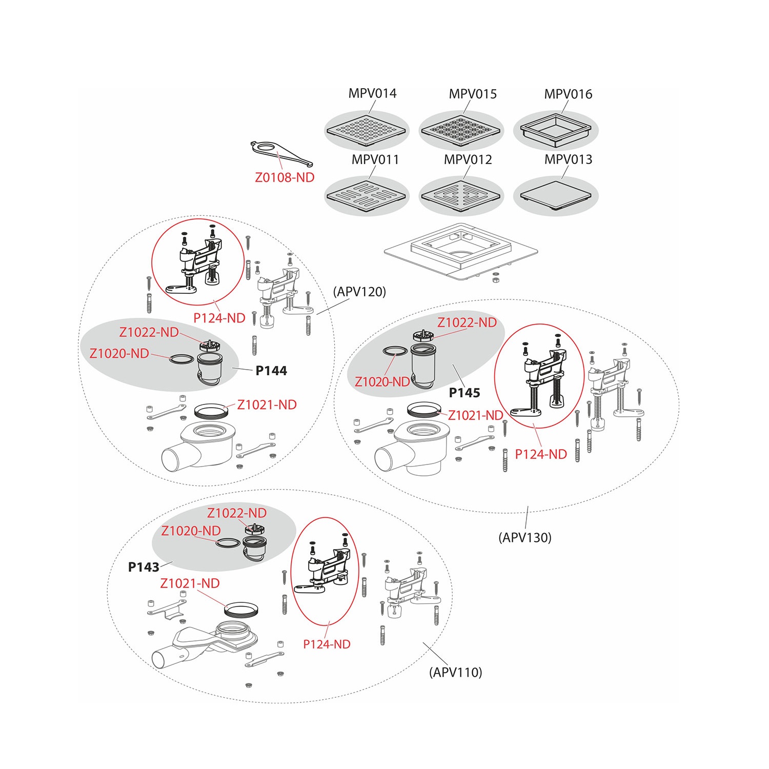 Alca Drain APV110 130x130 Chrome podni slivnik sa visinom ugradnje 76-110mm, Smart sifonom sa zatvaračem mirisa i horizontalnim odvodom Ø40mm