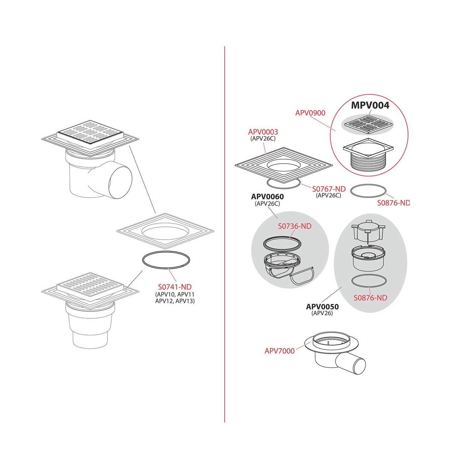 Alca Drain APV12 150x150 Chrome podni slivnik sa visinom ugradnje 173-193mm, mokrim sifonom, pokrivnom perforiranom rešetkom od nerđajućeg čelika debljine 5mm i horizontalnim odvodom Ø110mm