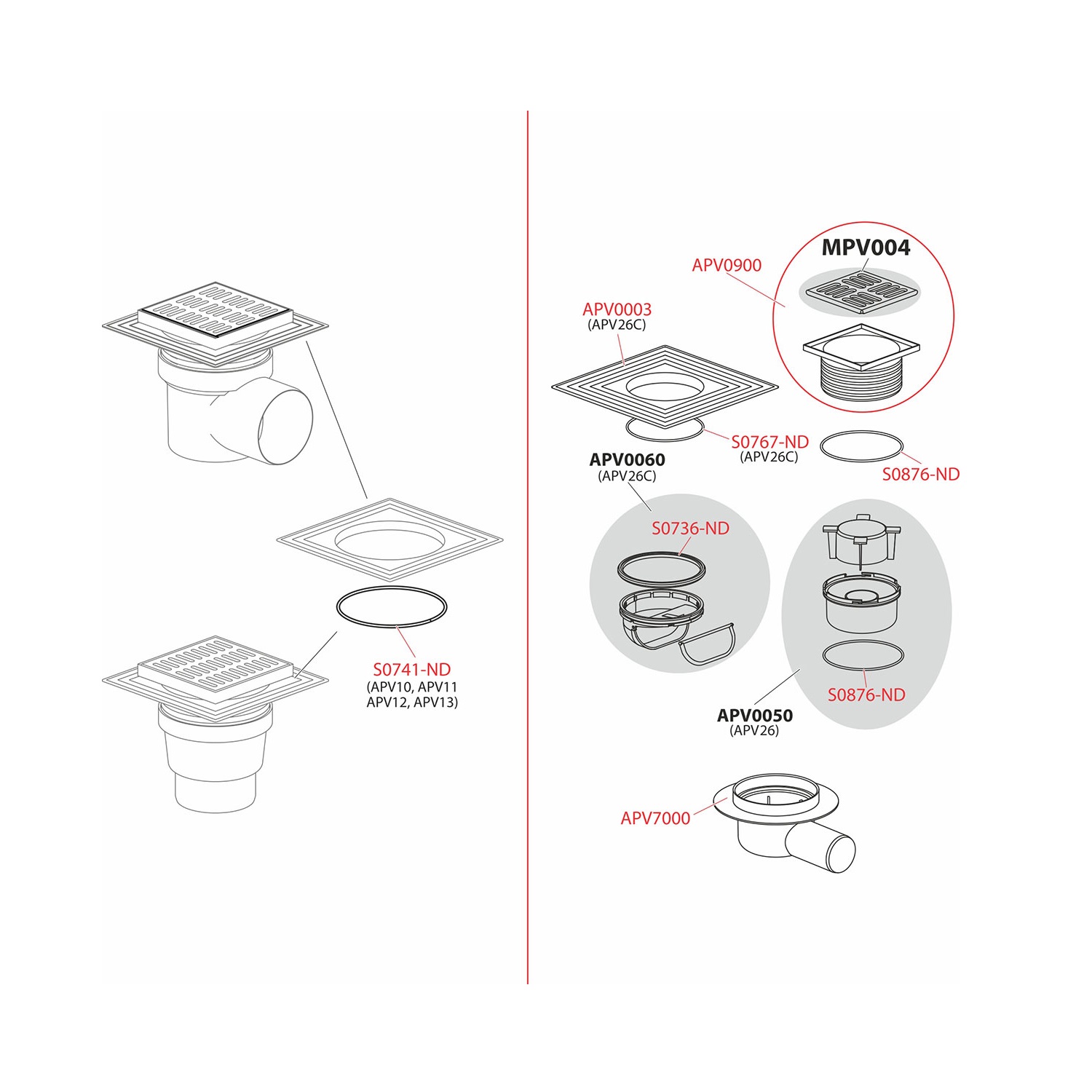 Alca Drain APV13 150x150 Chrome podni slivnik sa visinom ugradnje 158-195mm, mokrim sifonom, pokrivnom perforiranom rešetkom od nerđajućeg čelika debljine 5mm i vertikalnim odvodom Ø110mm