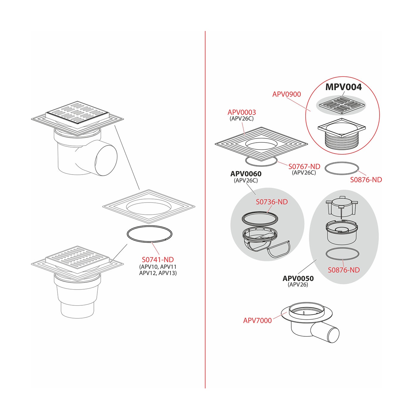Alca Drain APV26 105x105 Chrome podni slivnik sa visinom ugradnje 77-113mm, mokrim sifonom, pokrivnom perforiranom rešetkom od nerđajućeg čelika debljine 5mm i horizontalnim odvodom Ø50mm