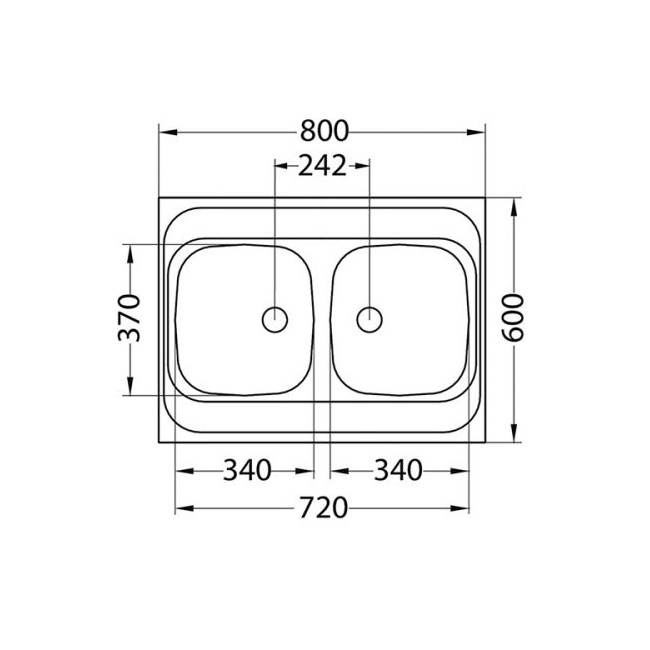 Alveus Classic 40 NAT sudopera ugradna četvrtasta prohromska 80x60x15,3 sa dve posude i odvodnim otvorom 1009078