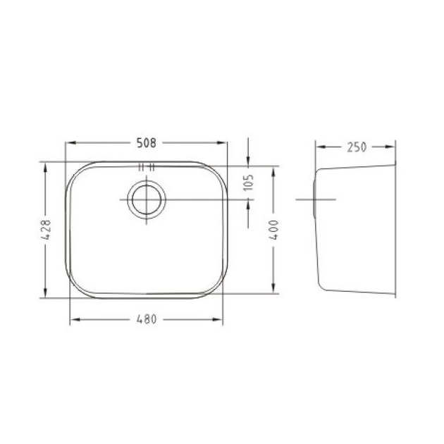 Alveus Variant 10 Satin Finish sudopera ugradna i podgradna četvrtasta prohromska 48x40x18 sa prelivom i odvodnim otvorom 1009252