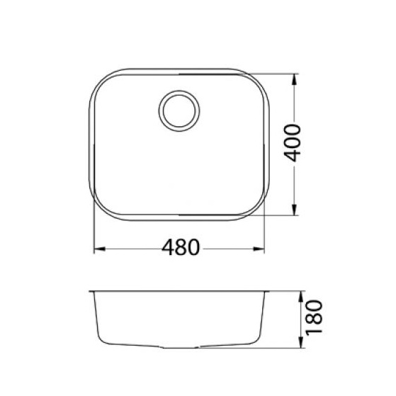 Alveus Variant 10 Satin Finish sudopera ugradna i podgradna četvrtasta prohromska 48x40x18 sa prelivom i odvodnim otvorom 1042481