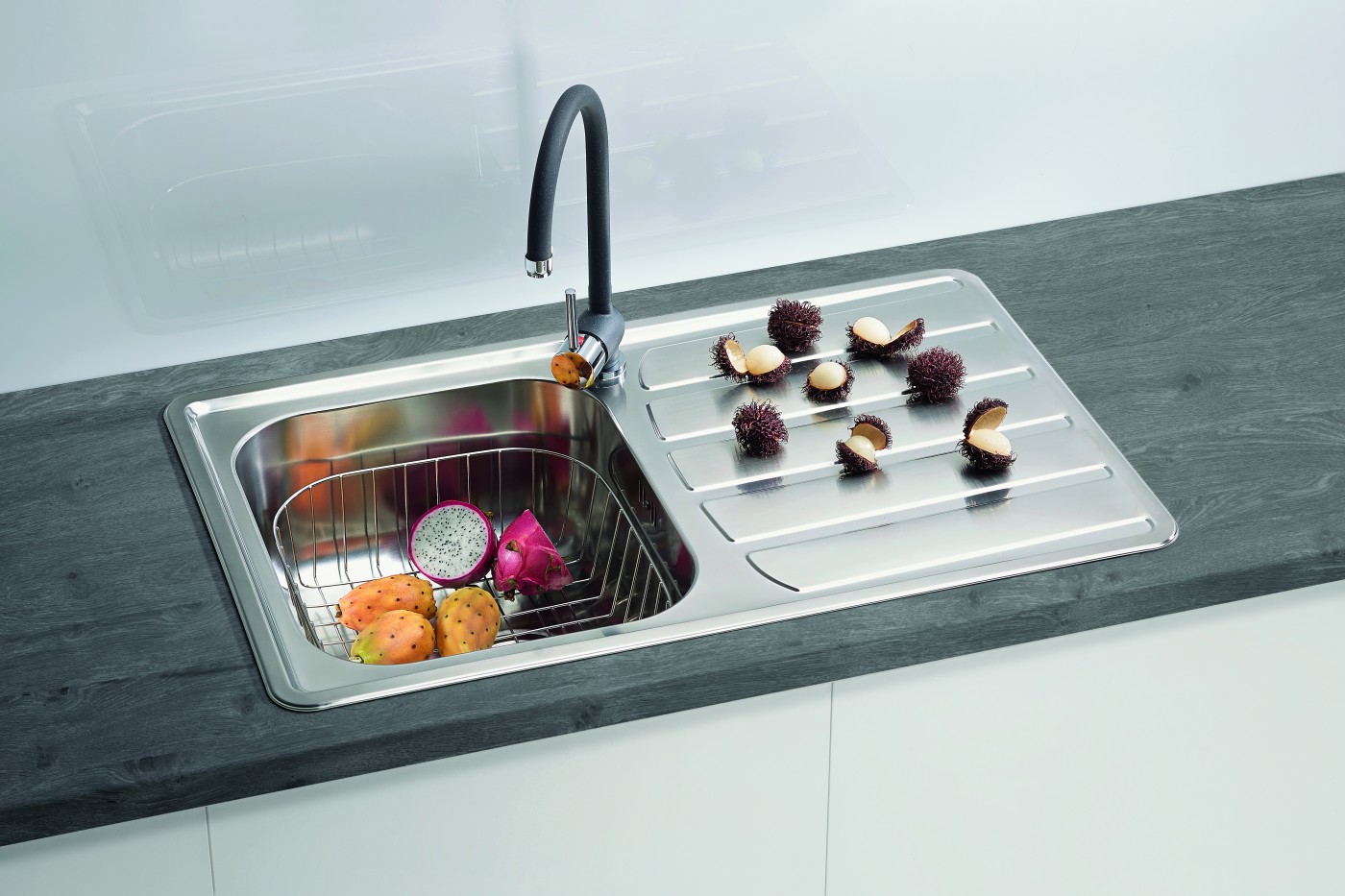 Alveus Zoom Maxim 20 Satin Finish sudopera ugradna  pravougaona prohromska 79x50x19 sa prelivom, odlivnim ventilom sifona i sifonom 1108173