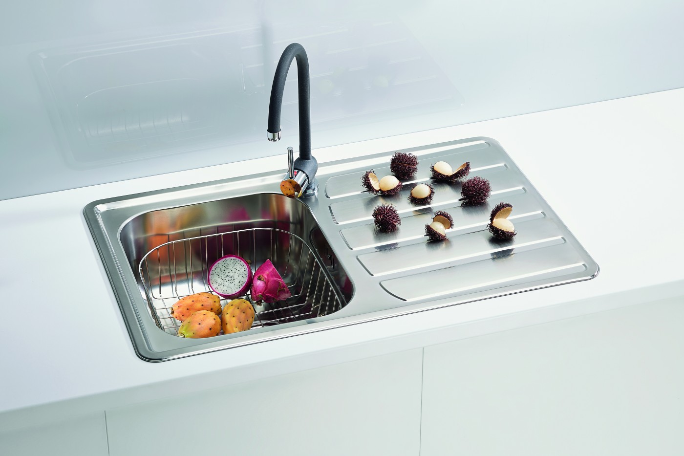 Alveus Zoom Maxim 20 Satin Finish sudopera ugradna  pravougaona prohromska 79x50x19 sa prelivom, odlivnim ventilom sifona i sifonom 1108173